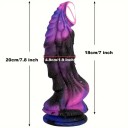 Dildo de dragão em silicone com relevo acentuado e ventosa firme para estimulação intensa, dimensões 18x4,9 cm, embalagem discreta 4
