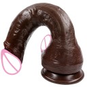 Dildo de silicone realista com ventosa tamanho S silicone médico macio cor natural escura acabamento detalhado embalagem discreta 3