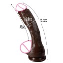 Dildo en silicone réaliste avec ventouse taille L silicone médical doux couleur naturelle foncée finition détaillée emballage discret 4