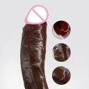 Dildo en silicone réaliste avec ventouse taille L silicone médical doux couleur naturelle foncée finition détaillée emballage discret 5