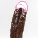Dildo en silicone réaliste avec ventouse taille M silicone médical doux couleur naturelle foncée finition détaillée emballage discret 2