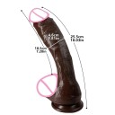 Dildo en silicone réaliste avec ventouse taille M silicone médical doux couleur naturelle foncée finition détaillée emballage discret 4