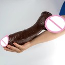 Dildo en silicone réaliste avec ventouse taille XXL silicone médical doux couleur naturelle foncée finition détaillée emballage discret 5
