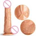 Dildo in silicone grande M con forma realistica, testa pronunciata, testicoli e ventosa resistente per uso senza mani, confezione discreta 2
