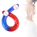 Dildo realistico in gomma colorato doppio L per donne e coppie impermeabile flessibile per un piacere intenso confezione discreta 4