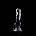 Dildo trasparente in gomma grande M con forma realistica del pene e forte ventosa, adatto anche per il fissaggio a imbracature strap-on. Confezione discreta 3
