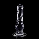 Dildo trasparente in gomma grande XL con nodo realistico e forte ventosa, anche per fissaggio a imbracatura strap-on. Confezione discreta 3