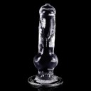 Dildo trasparente in gomma taglia XXL con nodo realistico e forte ventosa, anche per fissaggio su imbracatura strap-on. Confezione discreta 3