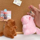 Din pluș capibara cu breloc și coadă mobilă Păpușă moale și drăguță pentru chei sau rucsac Decorațiune pentru iubitorii de animale 7