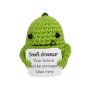 Dinossauro de croché para energia positiva Talisman feito à mão com inscrição Decoração original para o quarto Presente adorável para alegria 3