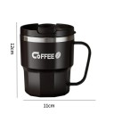 Διπλής στρώσης ανοξείδωτο ποτήρι καφέ 400 ml από ανοξείδωτο χάλυβα με καπάκι και χερούλι για την κατανάλωση ζεστών και κρύων ποτών στο σπίτι 4