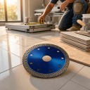Disc de tăiere diamantat 115 mm Turbo segment Grosime 1 mm Pentru polizor unghiular Albastru Tăierea plăcilor de porțelan, ceramică, granit și marmură 2