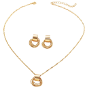 Diseño circular de pendientes y collar 43+5 cm 2.3 cm Conjunto de joyas de cobre para mujeres Conjunto elegante a juego para fiesta boda regalo 4