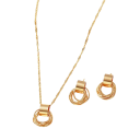 Diseño circular de pendientes y collar 43+5 cm 2.3 cm Conjunto de joyas de cobre para mujeres Conjunto elegante a juego para fiesta boda 6