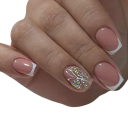Diseño francés de mariposa 24 unidades Uñas acrílicas autoadhesivas Forma cuadrada Cobertura total Manicura DIY elegante para mujeres y niñas 1