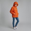 Disfarce de Abóbora Sweater com Capuz em Forma de Abóbora Pelúcia de Lã Bordado com a Inscrição Pumpkin Bolsa Canguru Poliéster Laranja 3