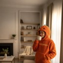 Disfarce de Abóbora Sweater com Capuz em Forma de Abóbora Pelúcia de Lã Bordado com a Inscrição Pumpkin Bolsa Canguru Poliéster Laranja 5