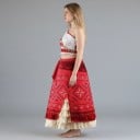 Disfarce Moana para Adultos Vestido de Um Ombro com Conchas e Franjinhas Algodão e Poliéster Vermelho e Branco Fantasia para Carnaval e Festa 6