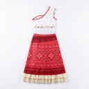 Disfarce Moana para Adultos Vestido de Um Ombro com Conchas e Franjinhas Algodão e Poliéster Vermelho e Branco Fantasia para Carnaval e Festa 7