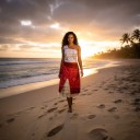 Disfarce Moana para Adultos Vestido de Um Ombro com Conchas e Franjinhas Algodão e Poliéster Vermelho e Branco Fantasia para Carnaval e Festa 8