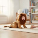 Disfraz de León Infantil Mono con Capucha con Melena y Orejas Patitas y Cola Poliéster Marrón Disfraz de Animales para Carnaval Halloween y Fiesta 6