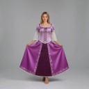 Disfraz de princesa para adultos Vestido largo morado con corsé y encaje Mangas transparentes abullonadas Poliéster Para carnaval y cosplay 2