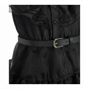 Disfraz infantil vestido negro con cuello y falda con capas Peluca con flequillo y trenzas Cinturón Poliéster Negro Para Halloween y carnaval 7