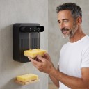 Dispensador automático de sabonete líquido 2 x 400 ml com dimensões de 150 x 220 x 95 mm, com duas saídas e sensor sem toque na cor preta 6