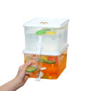 Dispensador de bebidas de plástico para nevera 6,5 l Jarra transparente con grifo a prueba de fugas Caja para bebidas frías Nevera Recipiente para fiestas 4