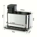 Dispensador de sabão 3 em 1 em aço inoxidável com organizador para esponjas e escovas Suporte de cozinha para a pia com bomba 19×18×13 cm 6