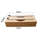 Dispenser de folie de bucătărie cu cutie din bambus Tăietor de folie alimentară Suport pentru pungi și saci Organizator de bucătărie 2 role 5
