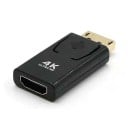 DisplayPort uros - HDMI naaras -adapteri tietokoneen liittämiseksi näyttöön tai televisioon. Resoluutio jopa 4K Ultra HD. Kompakti musta muotoilu. 2