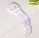 Dispositif de sécurité pour tiroirs et portes de placard 10 pcs Corps en plastique avec bouton Sangle flexible sur le bord du meuble Blanc 5