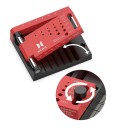 Dispositivo di guida per la foratura di barre rotonde con localizzatore centrale di serraggio in plastica e metallo rosso e nero per forature precise in hobby e modellismo 2