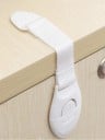 Dispositivo di sicurezza per cassetti e porte 10 pz Cintura con parte rotonda staccabile Supporti adesivi in schiuma Plastica bianca Dimensioni 20 x 3 3