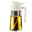 Distributeur d’huile en verre 470 ml 2 en 1 avec bouchon automatique, vaporisateur de cuisine, bouteille de cuisine, conception anti-fuite 2