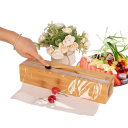 Distributeur de film alimentaire avec boîte en bambou Bois clair Coupeur de film Support pour sachets et sacs Organisateur de cuisine 1 rouleau 3