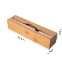Distributeur de film alimentaire avec boîte en bambou Bois clair Coupeur de film Support pour sachets et sacs Organisateur de cuisine 1 rouleau 4