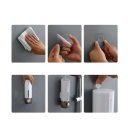 Distributeur mural de savon et de désinfectant sans perçage Support pour gel douche et shampoing Utilisation domestique et hôtelière Distributeur mural à pression 4