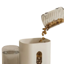 Distributore automatico per gatti con dispenser d'acqua 2 l Due serbatoi Ciotola in acciaio inossidabile Alimentazione e idratazione ad alta capacità Facile manutenzione Base stabile 3