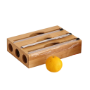 Distributore di pellicola da cucina con scatola in bambù Legno chiaro Taglierina per pellicola Supporto per sacchetti e sacchi Organizzatore da cucina 3 rotoli 5