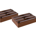 Distributore di pellicola da cucina con scatola in bambù Legno scuro Taglierina per pellicola Supporto per sacchetti e sacchi Organizzatore da cucina con 3 rotoli 2