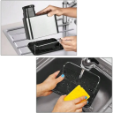 Distributore di sapone 3 in 1 in acciaio inox con organizer per spugna e spazzole Supporto da cucina per lavello con pompa 19×18×13 cm 4