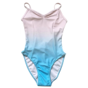 Dívčí baletní dres na úzká ramínka s ombré barevným přechodem, taneční trikot z nylonu, na balet, gymnastiku a taneční výuku 6