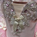 Dívčí baletní tutu šaty s krajkovou výšivkou, kamínky a mašlemi, polyester, růžové, na balet a vystoupení tanečních kroužků 4