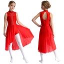 Dívčí taneční dres se stojáčkem, kamínky na živůtku a dlouhou síťovanou sukní, materiál nylon, polyester a elastan, na lyrický tanec 1