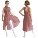Dívčí taneční dres se stojáčkem, kamínky na živůtku a dlouhou síťovanou sukní, materiál nylon, polyester a elastan, na lyrický tanec 2
