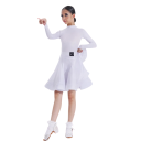 Dívčí taneční šaty s dlouhým rukávem na latinskoamerické tance, sukně do A z polyesteru a elastanu na soutěže i trénink 9