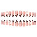 Divoce afeições unhas artificiais formato amendoado manicure francesa padrões de leopardo e laços 3D 12 tamanhos 24 peças 2