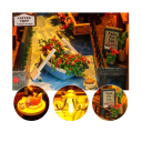 DIY 3D casinha para bonecas 9,2 x 16,1 x 22,5 cm Kit de construção em madeira com luz LED Modelo em miniatura Mobiliário Feito à mão Brinquedo decorativo 3